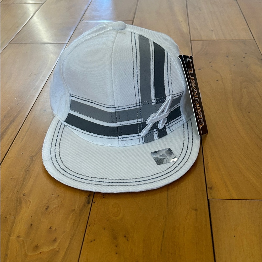 Men's White and Gray Plaid Cap